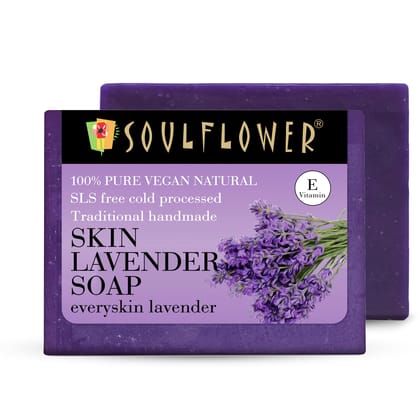 Soulflower Lavender Soap for Bath Handmade Luxury Bathing Bar |Men & Women for All Skin Types | Deep Cleansing, Soothing & Refreshing, Moisturization| 100% Organic & Pack of 2 150g Each Soulflower Lavender Soap for Bath Handmade Luxury Bathing Bar |Men &
