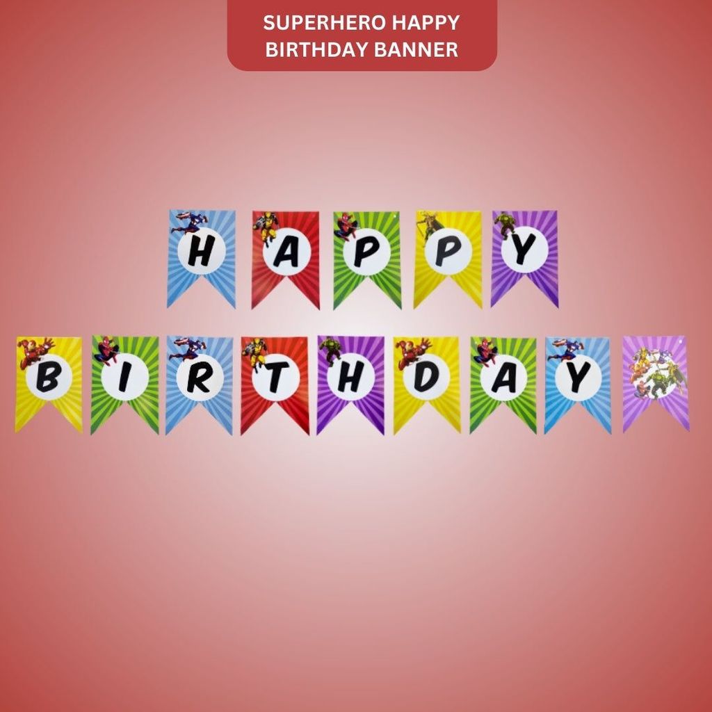 Multicolor SuperHero Happy Birthday Flag Banner - 9FT - 1PC - Party and Festive Needs | Buy online on ZillyBuy