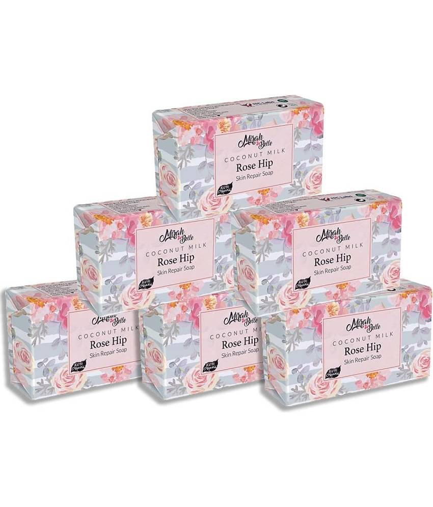 Mirah Belle Organic Coconut Milk, Rosehip Skin Repair Soap 125 g Pack of 6