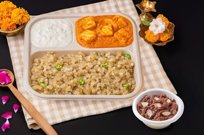 Sabudana Khichdi & Paneer Makhani Meal With Rajgira Halwa