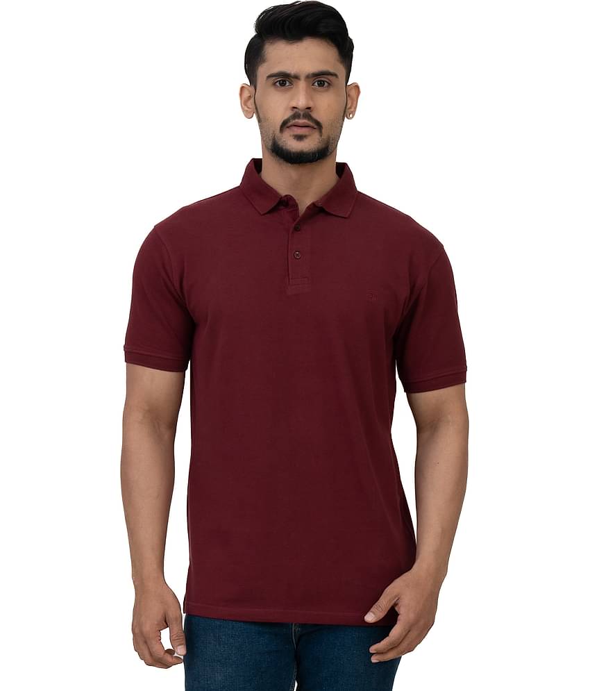 Cotstyle Pack of 1 Cotton Blend Regular Fit Solid Half Sleeves Men's Polo T Shirt ( Maroon )