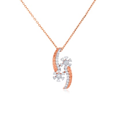 Senco Gold Mystic Floral Connection Diamond Pendant (2.6 gram / 0.26 Ct / HI-SI / 14K Rose Gold)