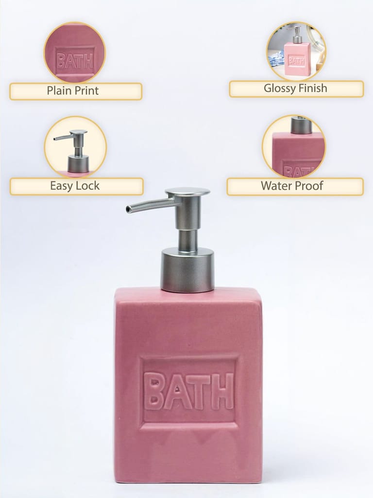 Maroon Ceramic Liquid Soap Dispenser - Plain, Bath Accessories