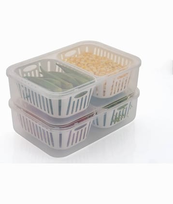 Analog Kitchenware Food/Fruit/Vegetable Plastic White Multi-Purpose Container ( Set of 2 )