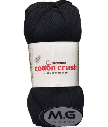 Vardhman Cotton Crush 8-ply Black 200 GMS 100% Cotton Ball Hand Knitting Cotton/Art Craft Soft Fingering Crochet Hook Yarn, Needle Knitting Yarn Thread Dyed-BC Art-AFCB