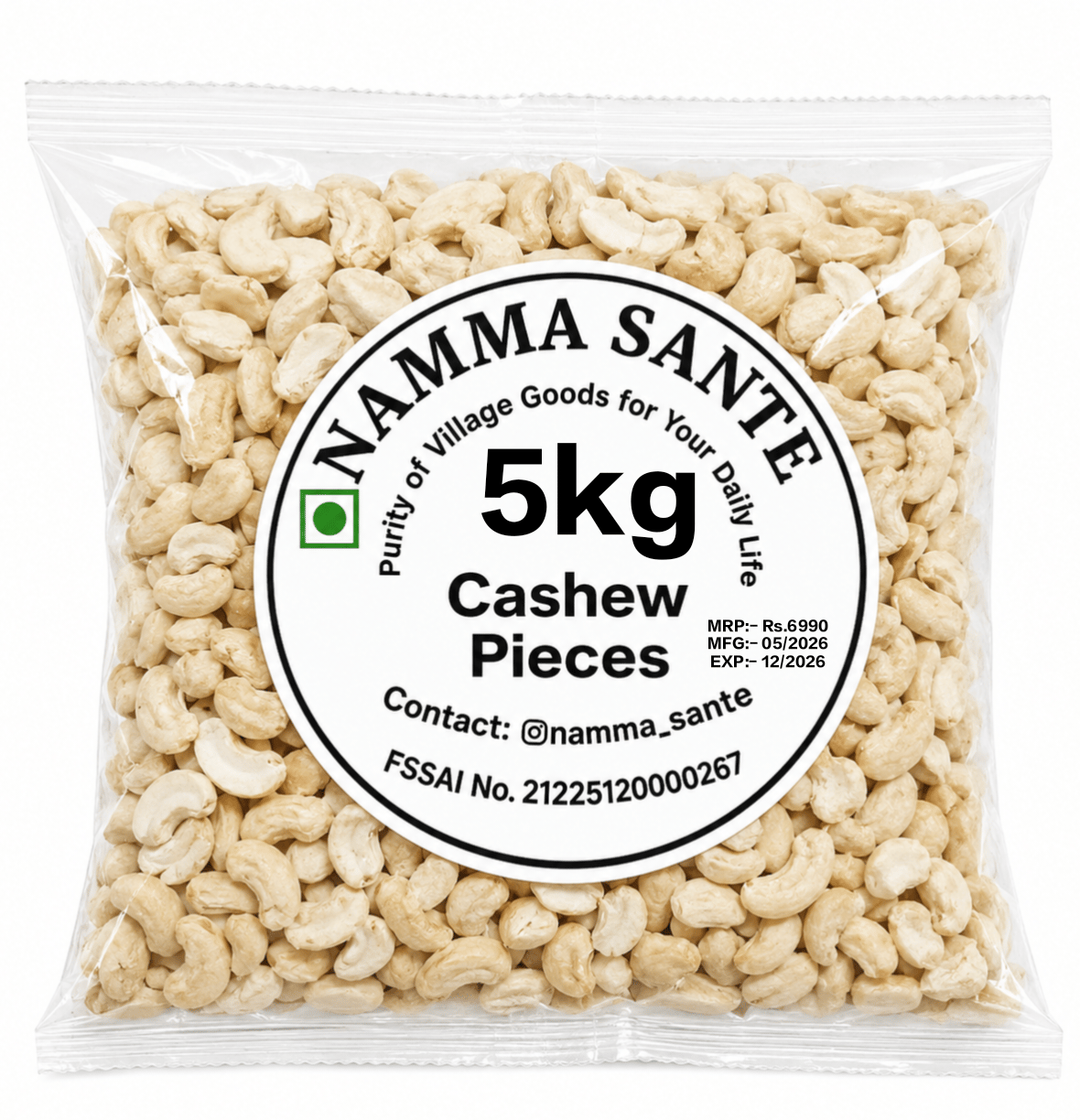Cashew Pieces, Kaju Tukda, Broken Cashew Nuts, Cashew Bits, Kaju Pieces 5kg