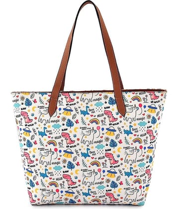 SAKWOODS Tote Bag Canvas Set of 1 ( White )
