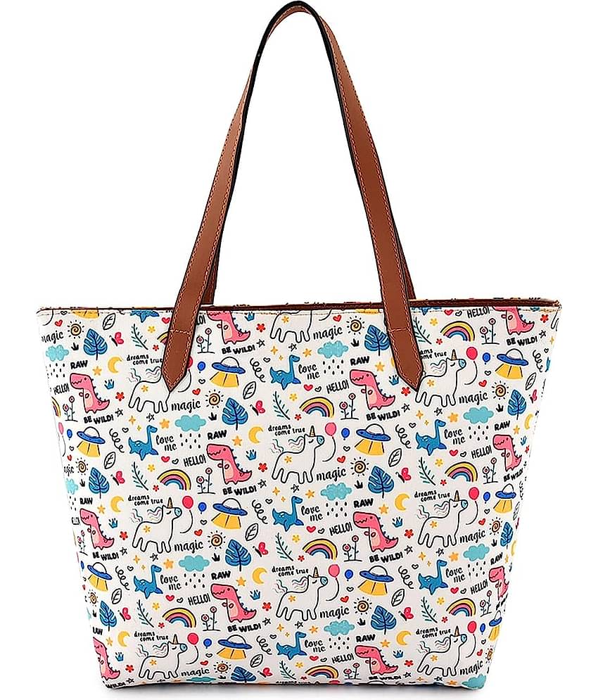 SAKWOODS Tote Bag Canvas Set of 1 ( White )