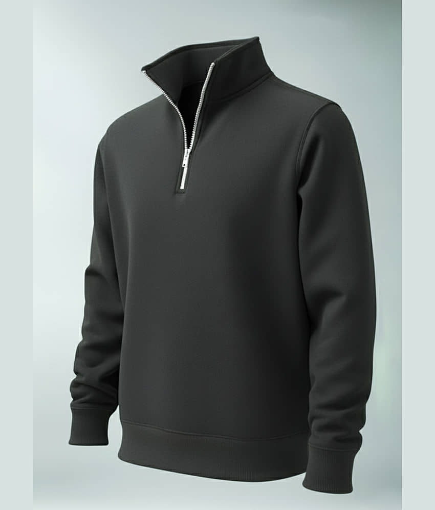 VIOUR Fleece Mandarin Collar Men's Sweatshirt - Olive ( Pack of 1 )