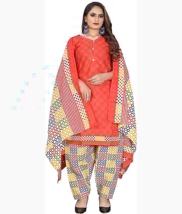 Rajnandini Women Cotton Blend Printed Straight Kurti With Patiala Salwar ( Peach )