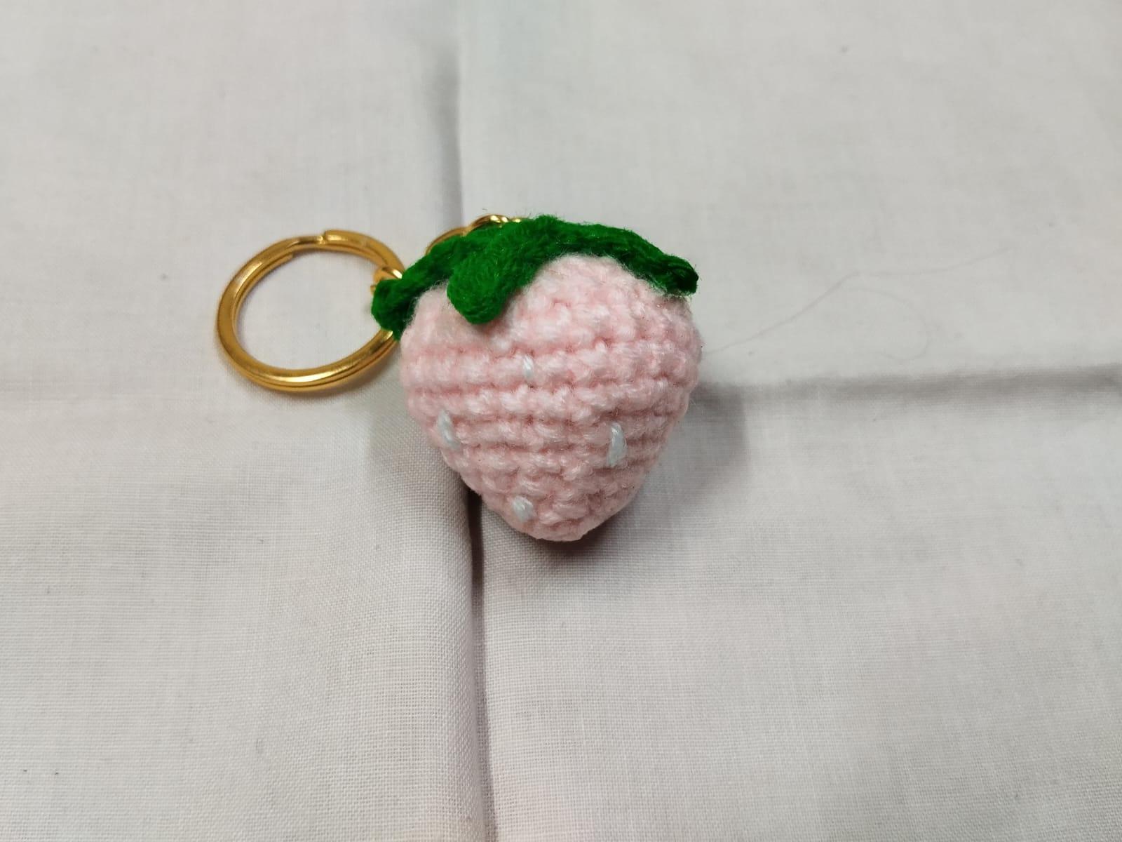 Handmade Crochet Strawberry Keychain - Cute & Unique Accessory