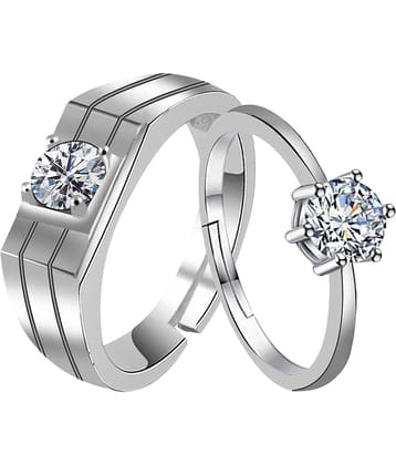 Speical Proposal Couple Ring Set  Wedding Engagement Valentine Gift Adjustable   Silver Plated  Ring For Women And Men