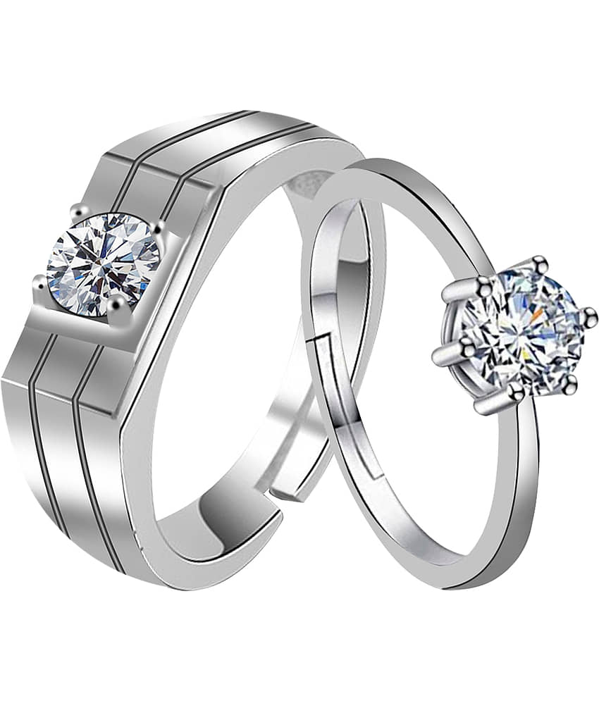 Speical Proposal Couple Ring Set  Wedding Engagement Valentine Gift Adjustable   Silver Plated  Ring For Women And Men