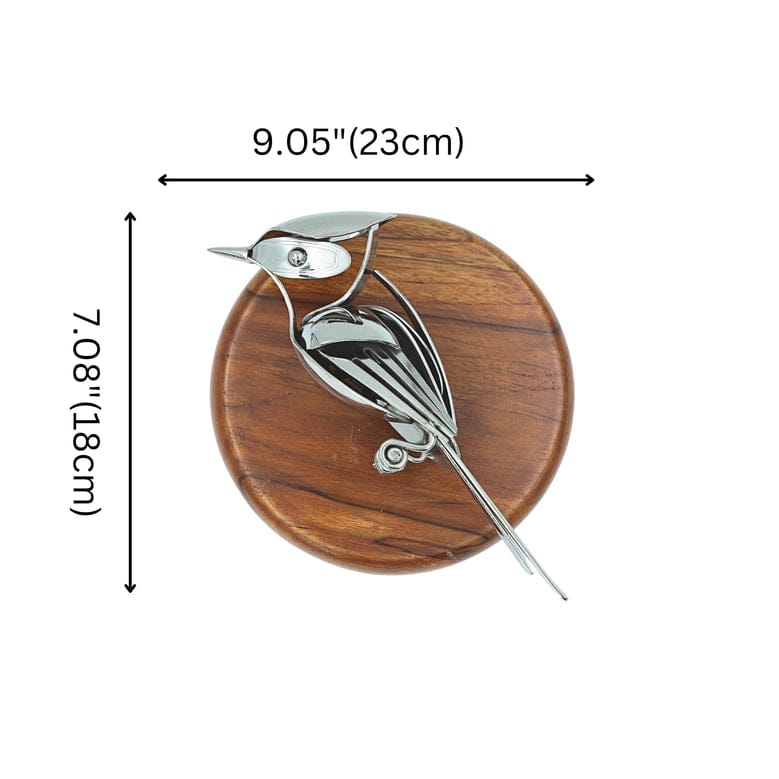 Steel Bird Showpiece round base - Artistic Decor Made from Recycled Cutlery