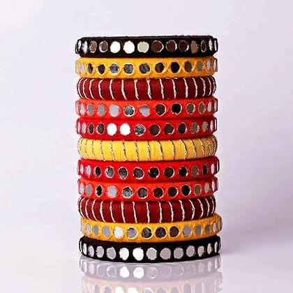 MULTI-COLORED HAND CRAFTED AND MIRROR WORK BANGLES FOR EVERY TRADITIONAL EVENTS Size 2.4 MULTI-COLORED HAND CRAFTED AND MIRROR WORK BANGLES FOR EVERY TRADITIONAL EVENTS Size 2.4