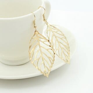 Leaf Shaped Gold Plated Earring Leaf Shaped Gold Plated Earring