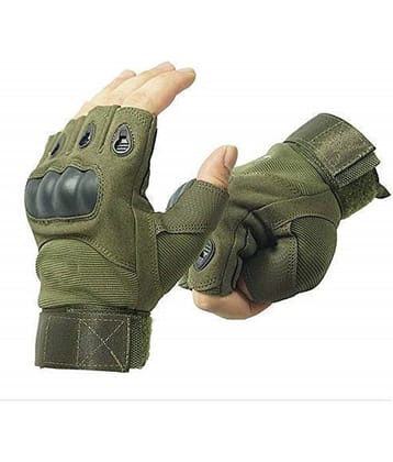 Gjshop Green Nylon Men's Fingerless Gloves ( Pack of 1 )