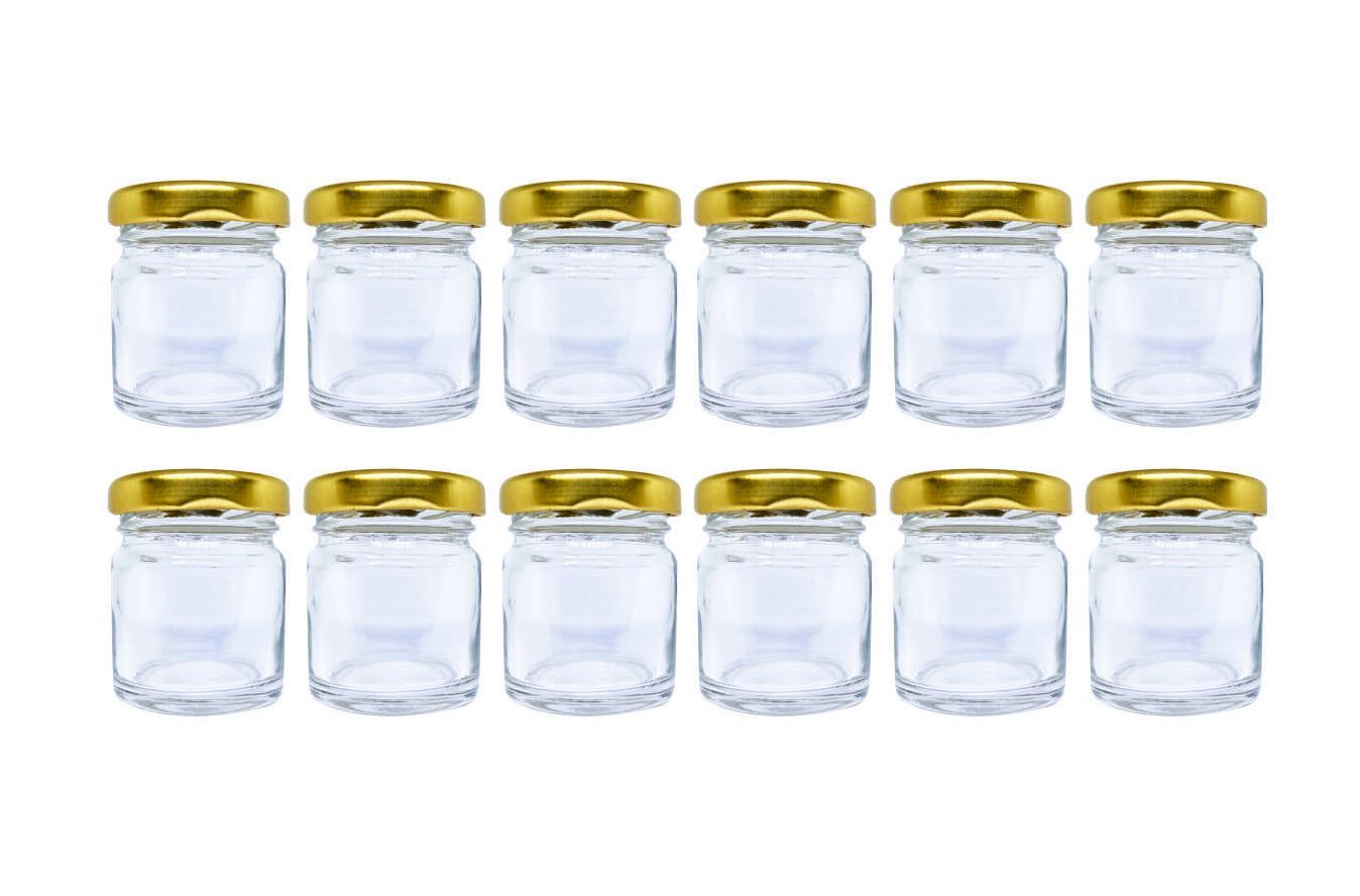 Puramio 40 ml Round Glass Bottle With Metal Cap - (Set of 12)