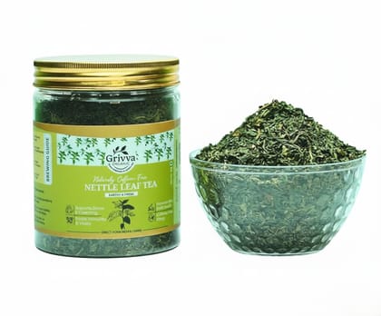 GRIVVA ORGANIC Nettle Leaf Herbal Tea 100% Pure Natural Cut Leaf Detox and Immunity Boost Caffeine-Free Wellness Tea Rich in Iron and Antioxidants 50g Reusable Jar