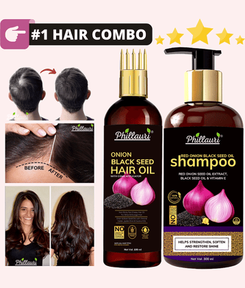 Phillauri Red Onion Shampoo + Red Onion Hair Growth Oil For Hair Fall Control Combo ( Hair Oil (100 ML) + Shampoo (300 ML))