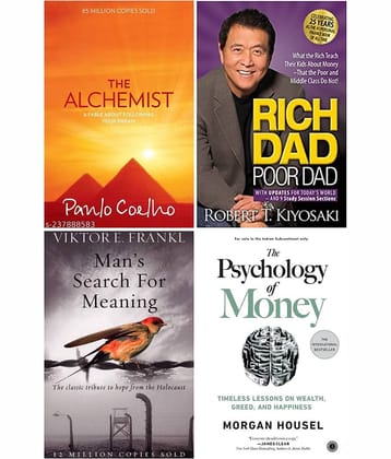 (Combo of 4 books ) The alchemist & rich dad & Man search & Psychology of money ( Paperback )