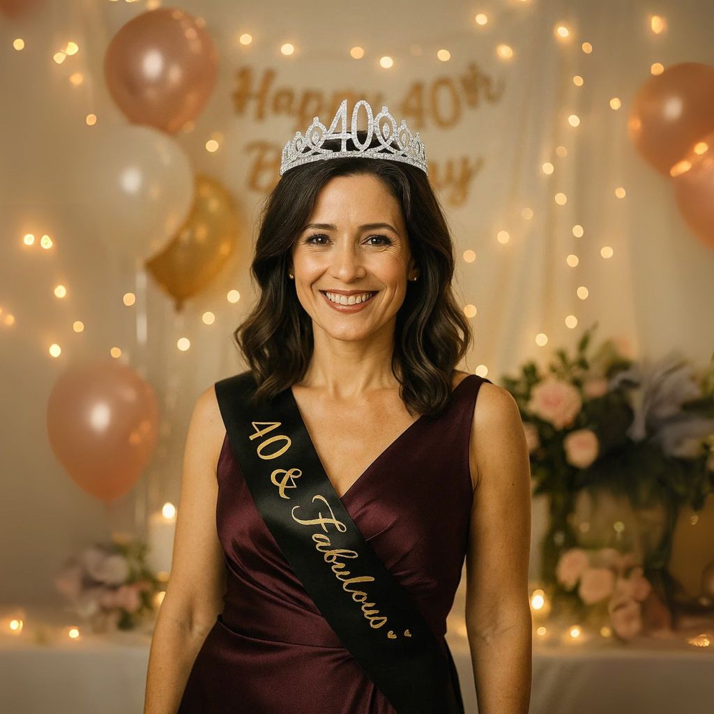 Happy 40th Birthday Crown & Sash Combo - 1PC - Party and Festive Needs | Buy online on ZillyBuy