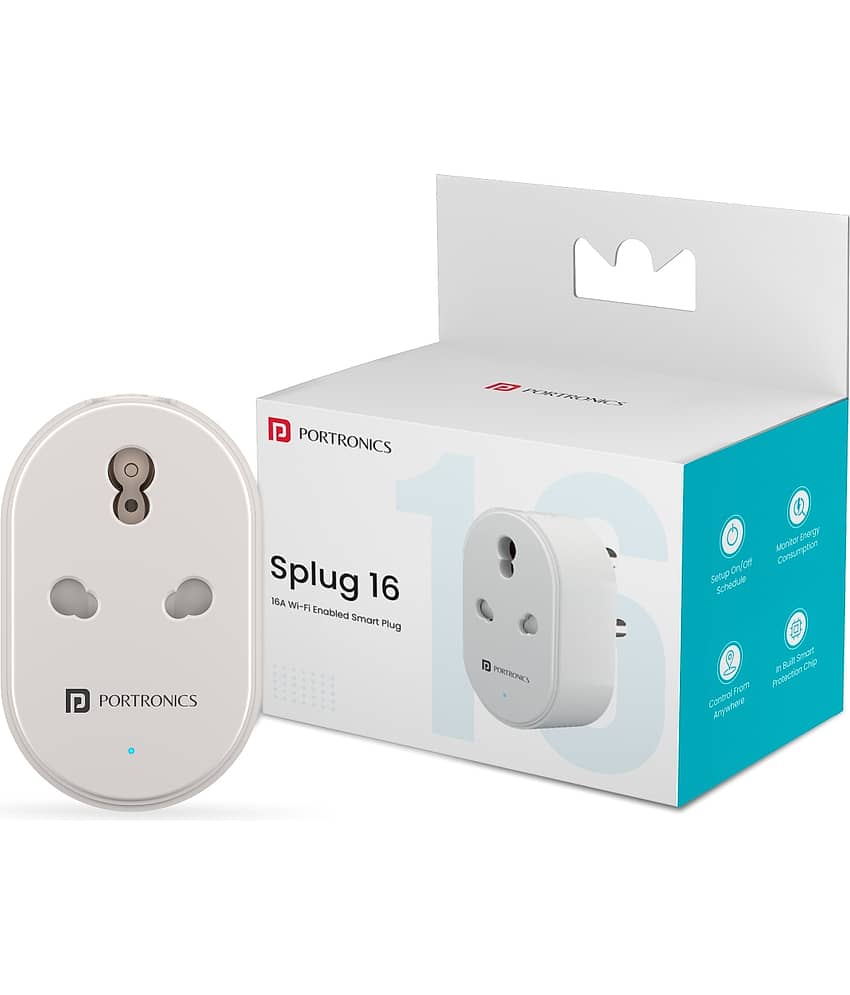 Portronics Splug 16:16A Wi-Fi Enabled Smart Plug ,White (POR 1475)