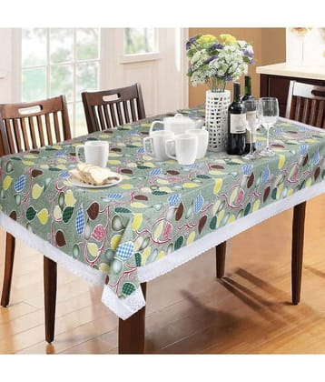 Printed PVC 6 Seater Rectangle Table Cover ( 228 x 152 ) cm Pack of 1 Green