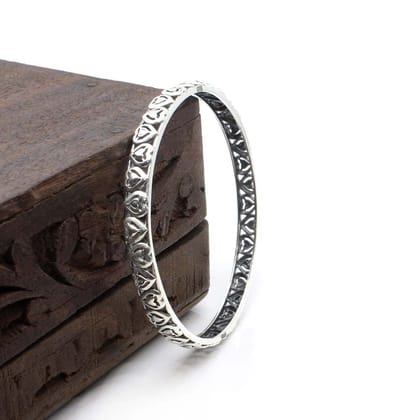 Cute Heart Real Sterling Silver Oxidized Women Bangles - 6 CM-Single
