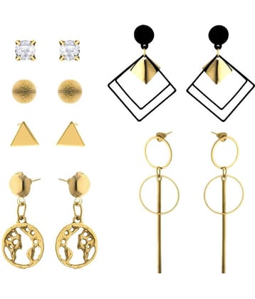 FASHION FRILL - Golden Stud Earrings ( Pack of 6 )
