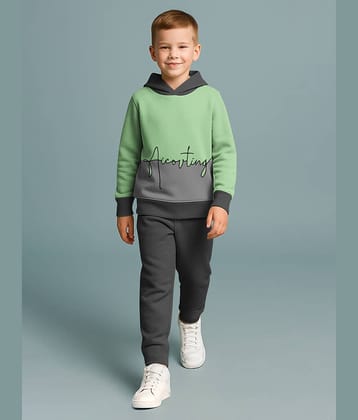 HELLCAT Pack of 1 Boys Cotton Blend Sweatshirt & Trackpant Set ( Green )