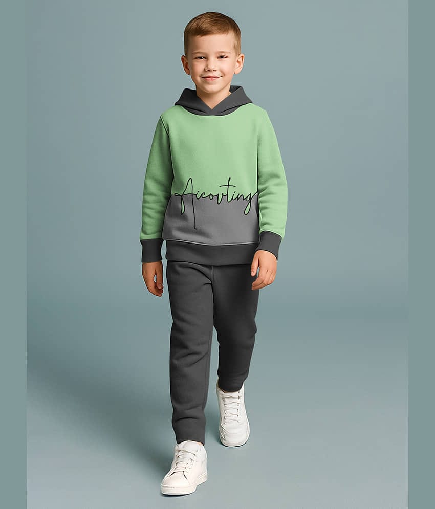 HELLCAT Pack of 1 Boys Cotton Blend Sweatshirt & Trackpant Set ( Green )