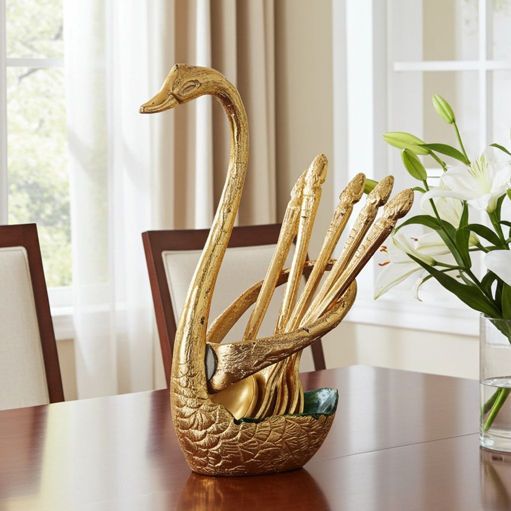Aluminium Showpiece Wonder Spoon Gold Statue (ASMAS022 G)