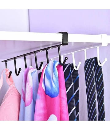 Universal Under Shelf Hanging Rack with 6 Durable Hooks | Ideal Under Cabinet Organizer for Kitchen Utensils, Cups, Mugs, Cutlery & Tools | Multipurpose Metal Hook Holder for Wardrobe, Entryway, Bar Counter & Office Storage | Space Saving Design