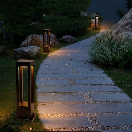 SPARKWORLD Modern Outdoor Garden Bollard Light | Warm White LED Pathway & Lawn Light | Weatherproof Black Pole Lamp for Garden, Lawn, Driveway & Walkway | Colour: LX599GL/12W