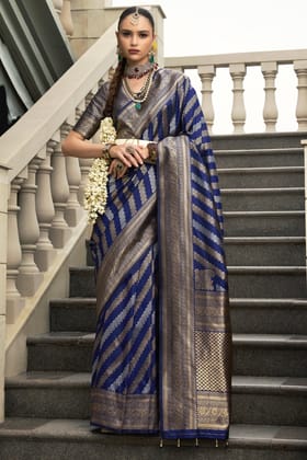 Blue Woven Silk Saree