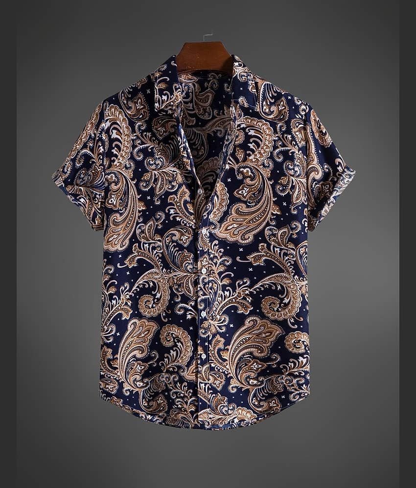 BEAUE Poly Cotton Regular Fit Printed Half Sleeves Men's Casual Shirt - Coffee ( Pack of 1 )