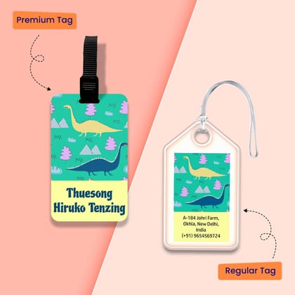 Personalized Bag Tags for Kids - Set of 5 - Dino design-Regular Bag Tags