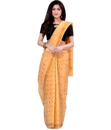 Desh Bidesh Cotton Self Design Saree Without Blouse Piece ( Yellow )