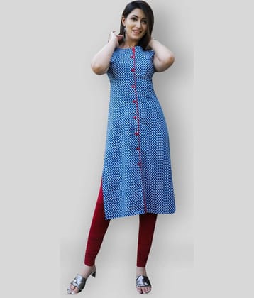 Aadi - Blue Cotton Women's A-line Kurti ( Pack of 1 )