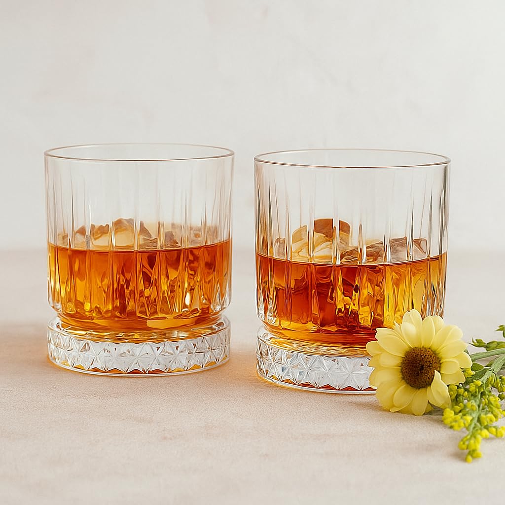 Whiskey Brandy Glasses | 310 ML | Premium Stylish Wine Glass | Old Fashion Rocks Tumblers | Cocktail Scotch and Rum |