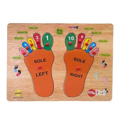 MUKESH Feet Wooden Pickup Puzzle Educational Learning Toy for Kids 9 Pieces
