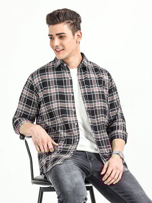 Men's Checked Casual Pure Cotton Shirt | Rick Rogue-Black / M/38