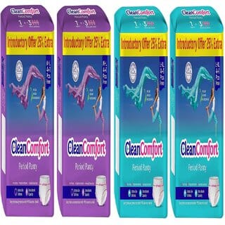 4 Packs of Clean Comfort Disposable Period Panties for Women  Girls Cotton Soft Sanitary Pads M-L + L-XL (Pack of 20)