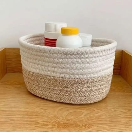 Generic Cotton Pack Of_1 Bathroom Storage Basket For Clothes (White)-PID66384 Generic Cotton Pack Of_1 Bathroom Storage Basket For Clothes (White)-PID66384