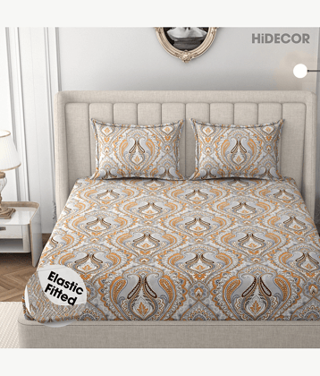 HIDECOR Microfibre Floral Fitted Fitted bedsheet with 2 Pillow Covers ( King Size ) - Multi