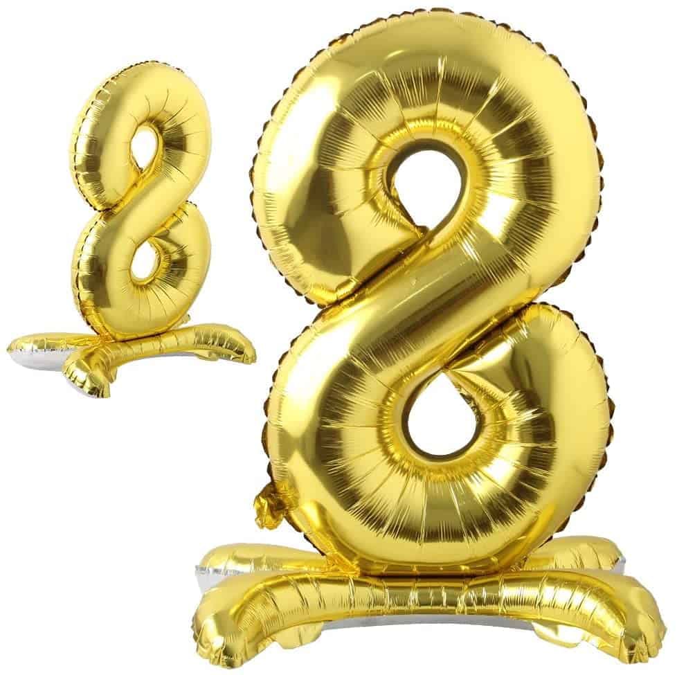 Gold Numerical 8 Balloon w/Stand - Party and Festive Needs | Buy online on ZillyBuy