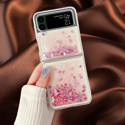 Elegant Moving Hearts Glitter Quicksand Cover-Samsung Galaxy Z Flip 3