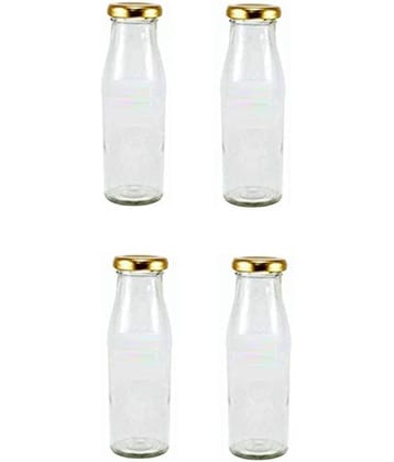 Somil Glass Water And Milk Bottle, Pack Of 4 Transparent Water Bottle 300 mL ( Set of 4 )
