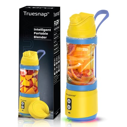 TrueSnap Fury 280W Portable Blender & Juicer, 700ml Jar, 6000mAh Battery, Ice Crusher, Non-Jamming Mixer Grinder – Yellow